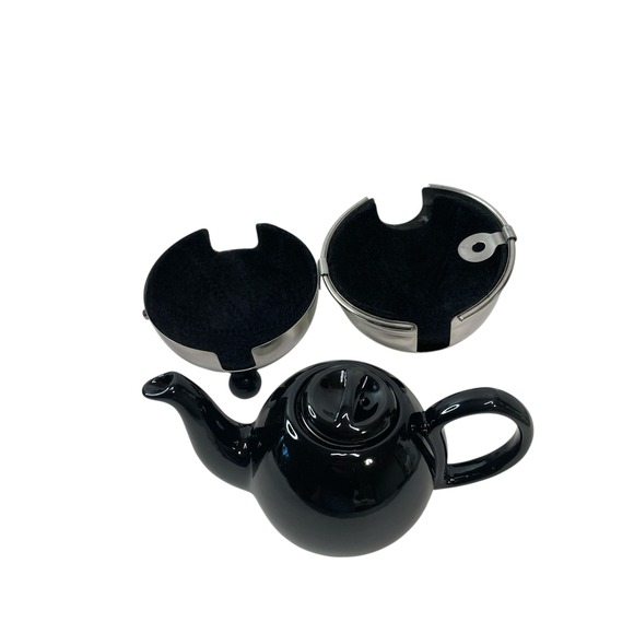 New‎ TWG Tea Design Teapot in Black 180ml Silver Accents With Box A1310BK
